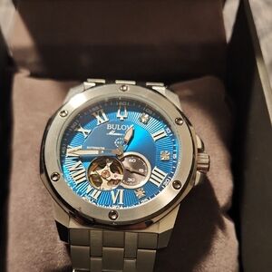 Bulova Silver and Blue Automatic Watch